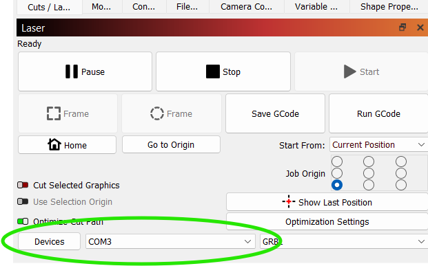 How do I connect my laser cutter to my PC?